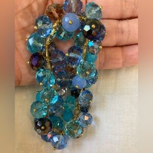 Blue Crystals & Glass Beads Stretch‎ Bracelet